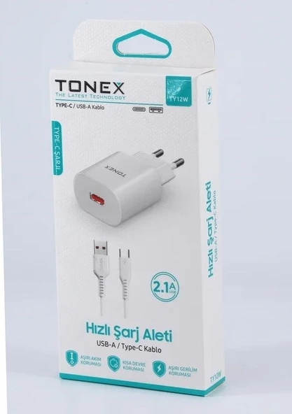 Tonex TY12W 2.1A 10W Usb To Type-C Şarj Cihazı -  5 ADET ürün görseli 1