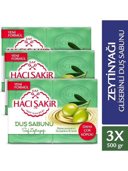 Hacı Şakir Zeytinyağı Gliserinli Saf Zeytinyağı Duş Sabunu 4x125 gr x 3 Adet ürün görseli 1