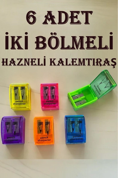 6 Adet Kalemtıraş Çiftli Kalem Açacağı Kalemtraş Okul Kalem Boya Açacak ürün görseli 1