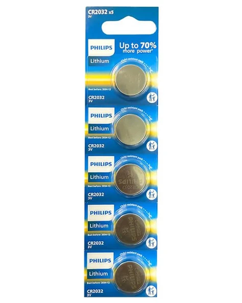 Philips Lityum Düğme Pil 3V 5li CR2032P5 ürün görseli 1
