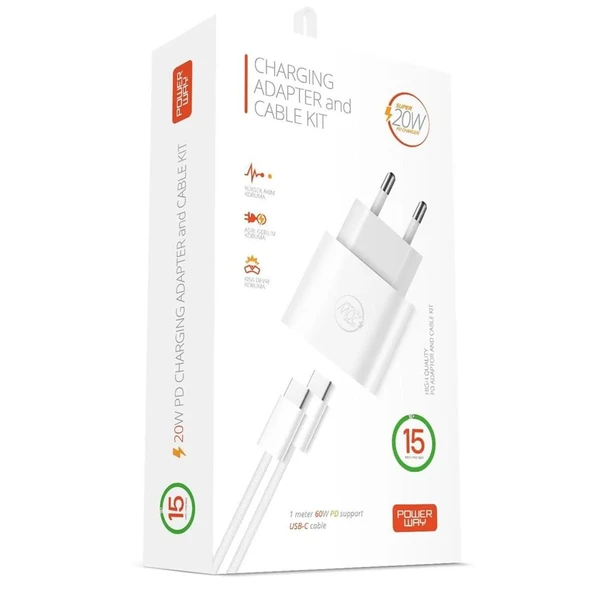 Powerway RXS27 20W Type-C Şarj Adaptörü - Kablo Seti - Resim 3