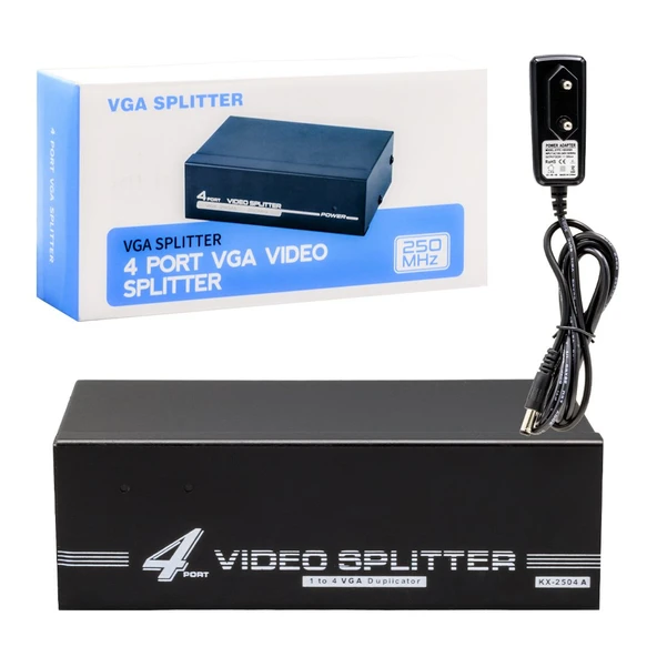 Powermaster PM-6228 4 Portlu 250 Mhz Monitör Çoklayıcı VGA Splitter Dağıtıcı ürün görseli 1