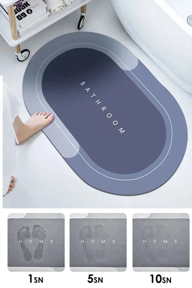 Sihirli Su Emici Banyo Paspası Kaymaz Tabanlı Ayak Havlusu Abdest Paspası 40x60 Paspas ürün görseli 1