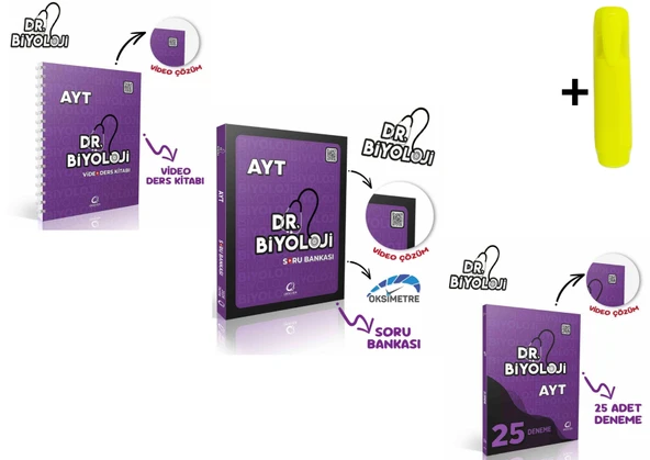 Dr. Biyoloji Ayt Video Ders Kitabı Soru Bankası Deneme Seti 3 Kitap ürün görseli 1