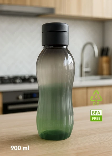 Su Şişesi Sızdırmaz Kapak Okul Matarası BPA Free Suluk Orta Boy Kokusuz Matara Siyah 900 ml ürün görseli 1