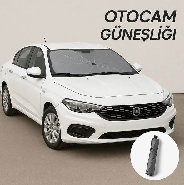 Egea Uyumlu Oto Ön Cam Şemsiye Güneşlik – Katlanabilir UV ve Isı Koruyucu Güneş Perdesi ürün görseli 1
