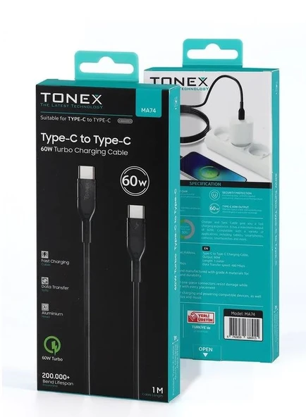 Tonex Iphone 15 / 16 Pro Max Uyumlu 60w Hızlı Şarj Kablosu 1 Metre Beyaz Renk ürün görseli 1