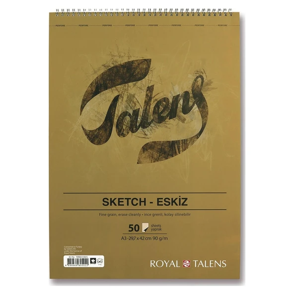 Talens sketch eskiz 90 Gr - A3 -50 Yaprak Spiralli DEFTER ürün görseli 1