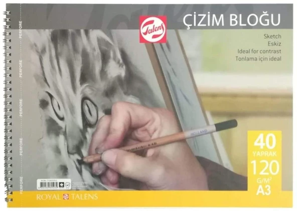 Talens Çizim Ve Resim Bloğu 120 Gr - A3 - 40 Yaprak Spiralli DEFTER ürün görseli 1