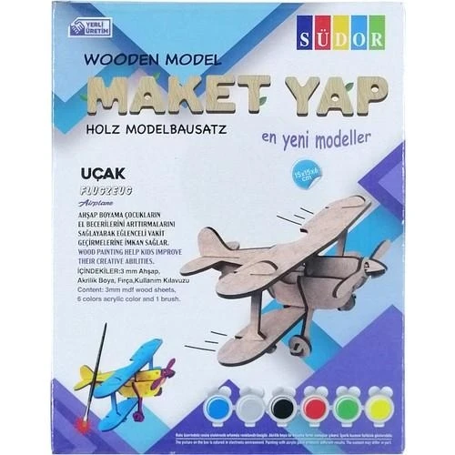 Südor Ahşap Maket Uçak Boyama Seti 15X15X6 cm N:MD201 Südor ürün görseli 1
