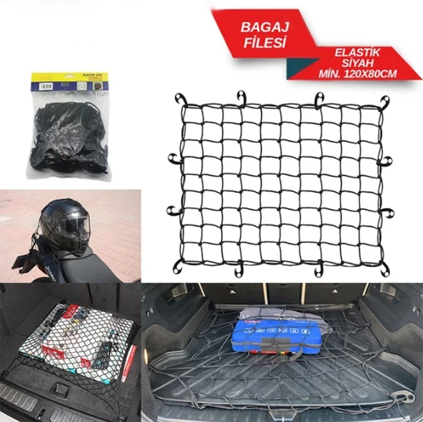 Bagaj Filesi 120 x 80cm-Elastik File Siyah-Oto Bagaj Eşyası Sabitleyici ürün görseli 1