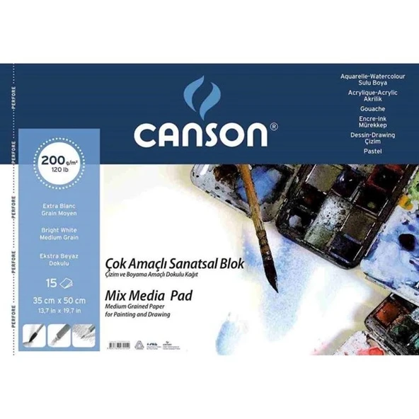Canson Çok Amaçlı Resim Blok 200 Gr 35x50 15 Yaprak ürün görseli 1