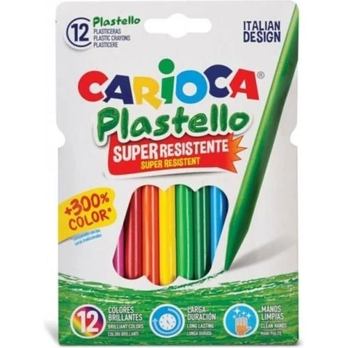 CARİOCA ELLERİ KİRLETMEYEN YIKANABİLİR PASTEL BOYA KALEMİ plastello 12 Li ürün görseli 1