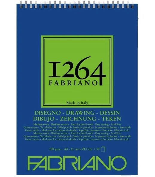 Fabriano 1264 Drawing Spiralli Çizim Defteri 180 gr. 50 Yp. A4 ürün görseli 1