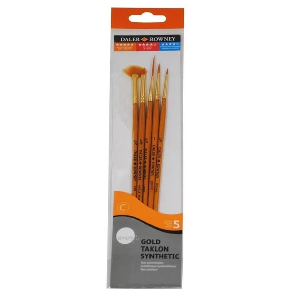 Daler Rowney Simply Gold Taklon Synthetic Fırça Seti KOD 500 ürün görseli 1