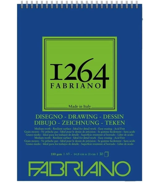 Fabriano 1264 Drawing Spiralli Çizim Defteri 180 gr. 30 Yp. A5 ürün görseli 1