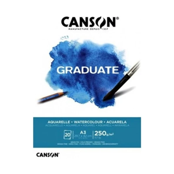 Canson Graduate Aquarella & Watercolor Blok A3 20 Yaprak 250 gr ürün görseli 1