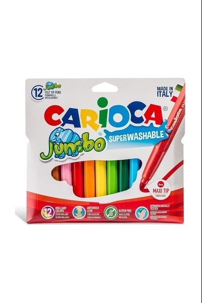 CARİOCA JUMBO SÜPER YIKANABİLİR KEÇELİ BOYA KALEMİ 12Lİ ürün görseli 1