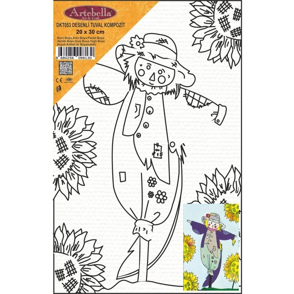 DKT053 desenli tuval kompozit boyama 20x30 cm ürün görseli 1