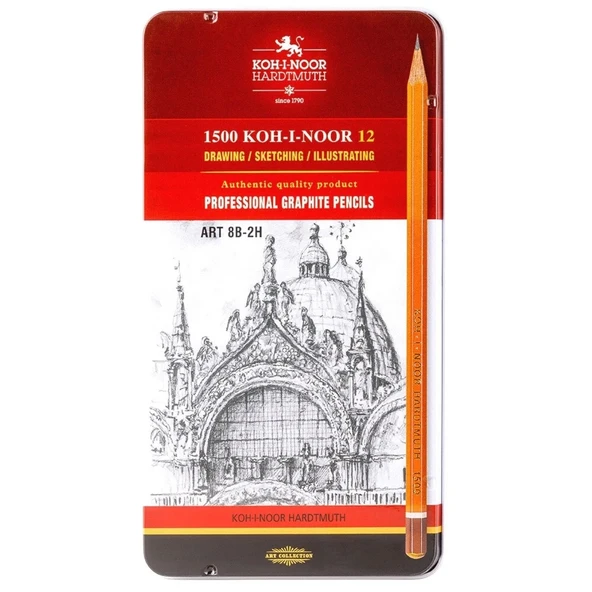 Koh-i Noor Dereceli Eskiz Cizim Kalem Seti 1502 8B-2H ürün görseli 1