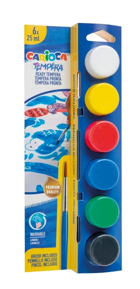 CARİOCA TEMPERA SULUBOYA SÜPER YIKANABİLİR 6*25 ML 6 RENK KARIŞIK ürün görseli 1