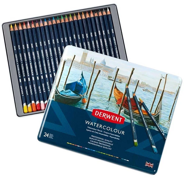 Derwent Watercolour Suluboya Kalemi Metal Kutu 24'lü ürün görseli 1