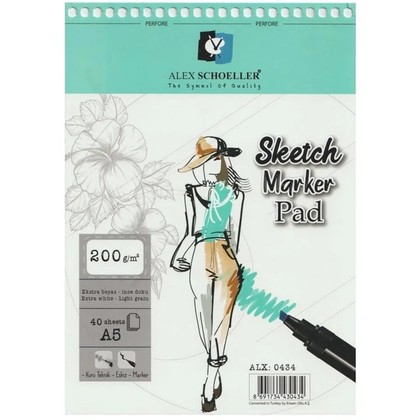 Alex schoeller Sketchbook Sert Kapak Eskiz Defteri 140 gr 21x14,8 cm 80 yp SİYAH ürün görseli 1