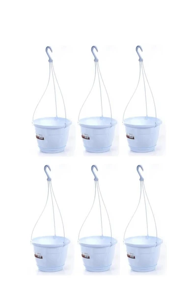 Omnipazar SO-SM02 Safir Makrome Askılı Balkon Saksı 3.4 lt Beyaz 6 Adet ürün görseli 1