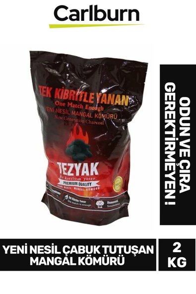 Yeni Nesil Çıra Odun Gerektirmez Çabuk Tutuşan Tek Kibritle Yüksek Isıyla Yanan Mangal Kömürü 2 KG ürün görseli 1