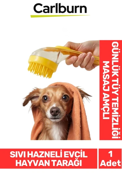 Sıvı Hazneli Şampuan Sabun Silikon Banyo Masaj Yapan Evcil Hayvan Kedi Köpek Tarağı ürün görseli 1