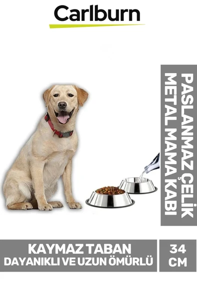 Özel Üretim Dayanıklı Uzun Ömürlü Sağlam Şık Paslanmaz Çelik Metal Kedi Köpek Mama Su Kabı 34 cm ürün görseli 1