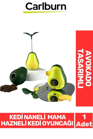 Özel Üretim Döner Mekanizmalı Avokado Şeklinde Kedi Naneli Mama Hazneli Kedi Oyuncağı ürün görseli 1
