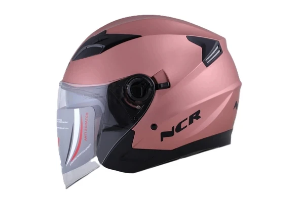 KASK ÇENESİZ VİZÖRLÜ NCR 708 ECE BELGELİ ROSE GOLD ürün görseli 1