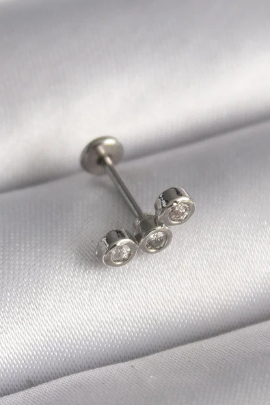 316L Çelik Gümüş Renk Zirkon Taşlı Tragus Piercing EB-53-vice/(1395) 1035 ürün görseli 1
