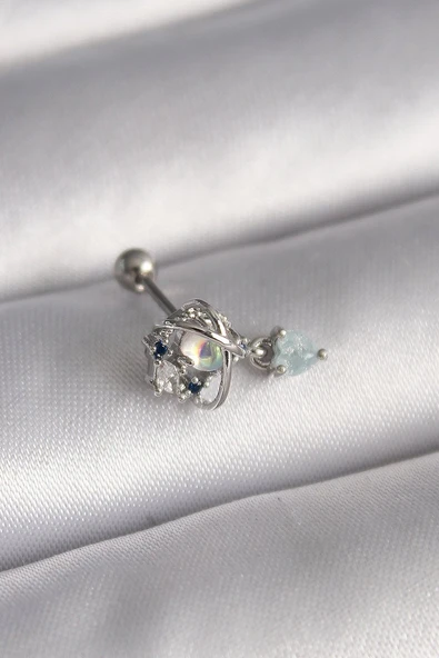 316L Çelik Gümüş Renk Zirkon Taşlı Sallantı Kalp Detay Tragus Piercing EB-53-vice/(1395) 1039 ürün görseli 1
