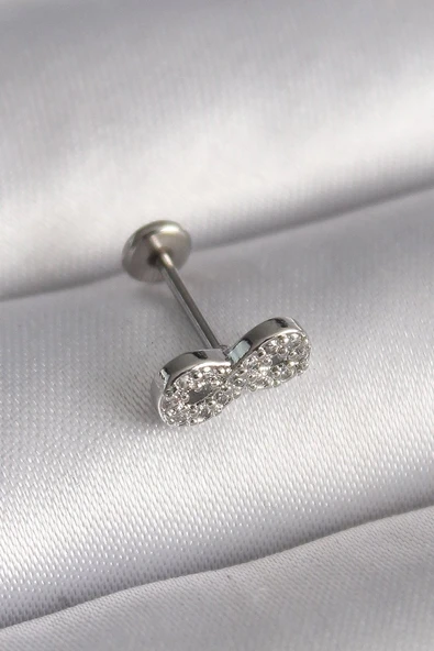 316L Çelik Gümüş Renk Zirkon Taşlı Sonsuzluk Model Tragus Piercing EB-53-vice/(1395) 1034 ürün görseli 1