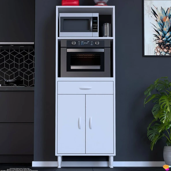 Modilayn VİO Fırın Dolabı (60x163,4x32.5 cm) Çekmeceli Kapaklı Mini/Midi Mikrodalga Mutfak Dolabı ürün görseli 1
