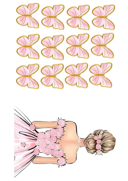Kelebek ve Kız Yenilebilir Cupcake ve Pasta Resim Baskı ürün görseli 1