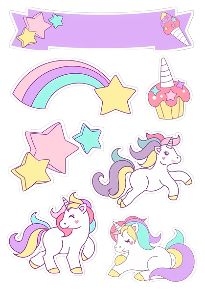Unicorn Yenilebilir Cupcake ve Pasta Resim Baskı ürün görseli 1