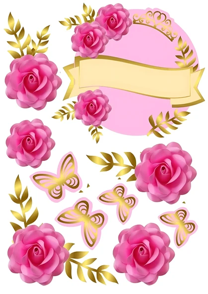 Kelebek Çiçek Yenilebilir Cupcake ve Pasta Resim Baskı ürün görseli 1