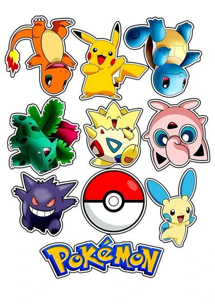 Pokemon Yenilebilir Cupcake ve Pasta Resim Baskı ürün görseli 1