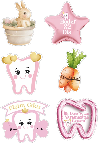 Diş Pembe Yenilebilir Cupcake ve Pasta Resim Baskı ürün görseli 1