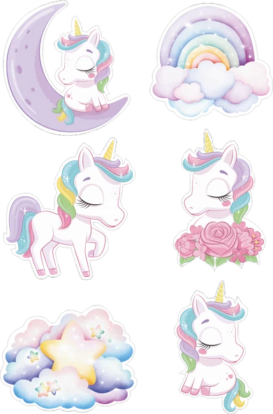 Unicorn Yenilebilir Cupcake ve Pasta Resim Baskı ürün görseli 1