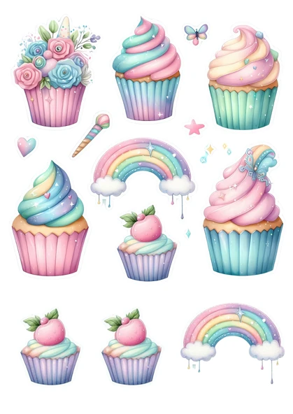 Cupcake Yenilebilir Cupcake ve Pasta Resim Baskı ürün görseli 1
