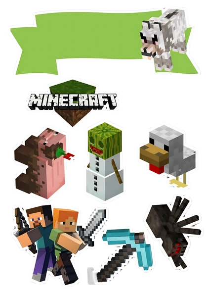 Minecraft Yenilebilir Cupcake ve Pasta Resim Baskı ürün görseli 1