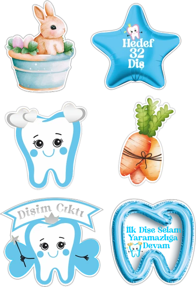 Diş Mavi Yenilebilir Cupcake ve Pasta Resim Baskı ürün görseli 1