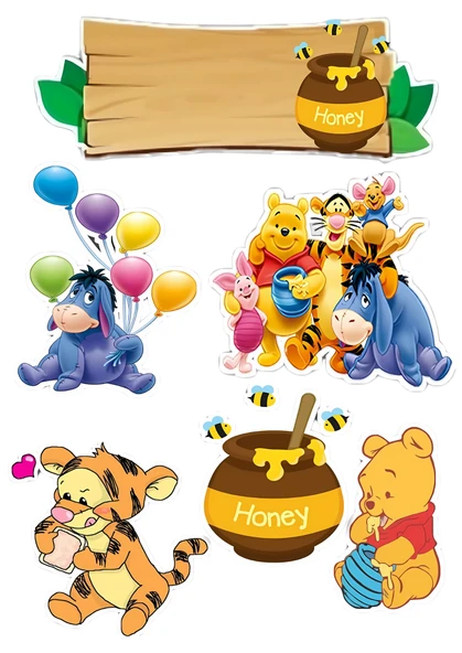 Winnie The Pooh Yenilebilir Cupcake ve Pasta Resim Baskı ürün görseli 1