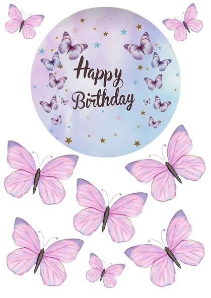 Kelebek Yenilebilir Cupcake ve Pasta Resim Baskı ürün görseli 1
