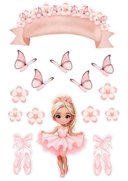 Balerin Yenilebilir Cupcake ve Pasta Resim Baskı ürün görseli 1