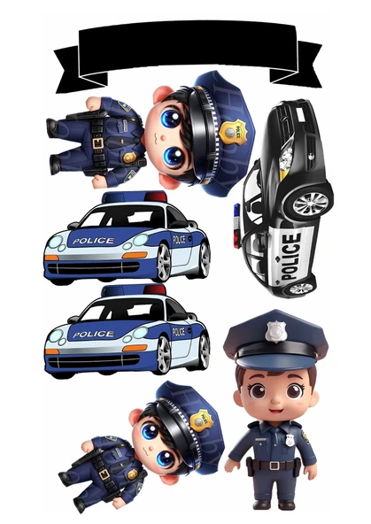Polis Yenilebilir Cupcake ve Pasta Resim Baskı ürün görseli 1